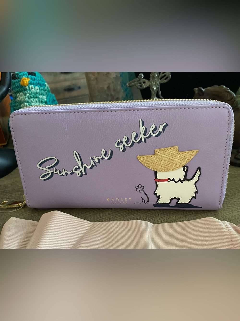 Radley London 'Dog Sunshine Seeker' Light Pastel Lavender Purple Zip Wallet NWT